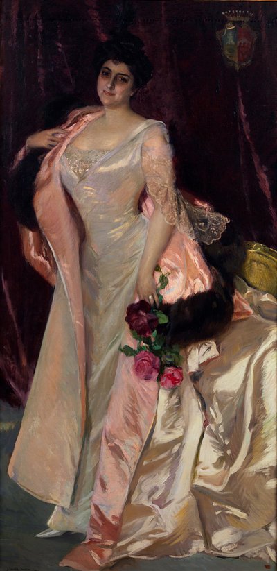 Portret van Mercedes Mendeville, gravin van San Félix door Joaquín Sorolla